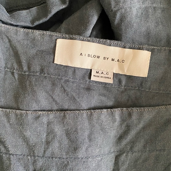 Blue Linen Flowy Overalls - Picture 4 of 4